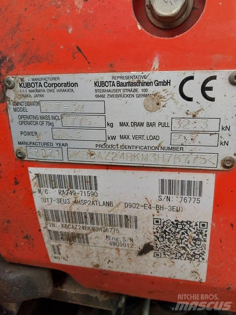 Kubota U 17-3N حفارات صغيرة أقل من 7 طن (حفارات صغيرة)