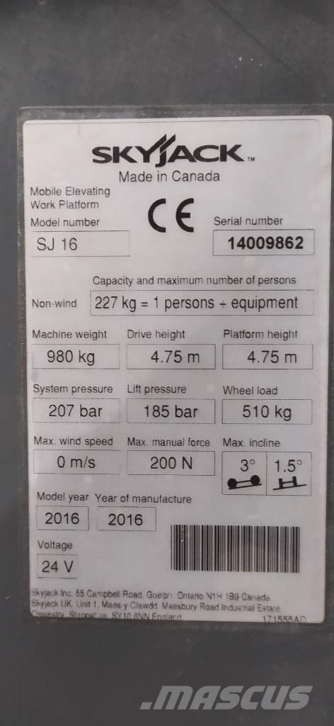 SkyJack SJ 16 رافعات السارية الرأسية