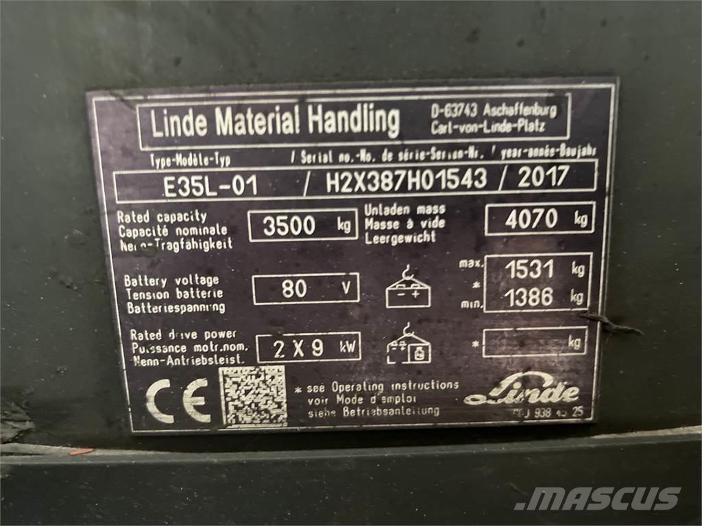 Linde E35L-01 شاحنات ذات رافعات شوكية تعمل بالكهرباء
