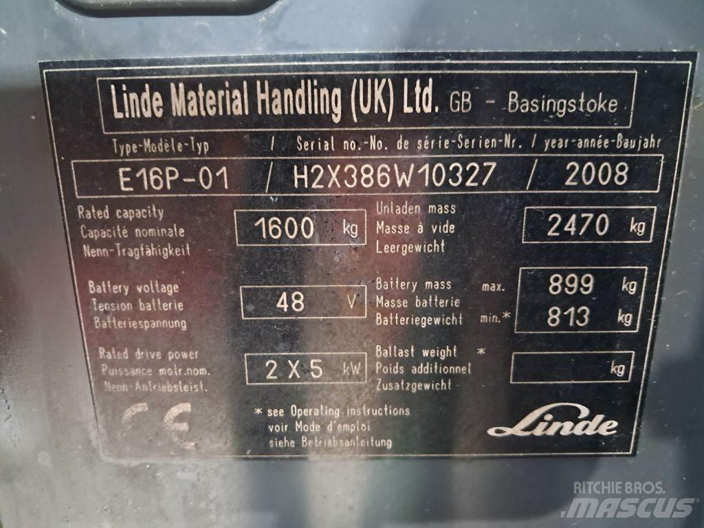 Linde E16P-01 شاحنات ذات رافعات شوكية تعمل بالكهرباء