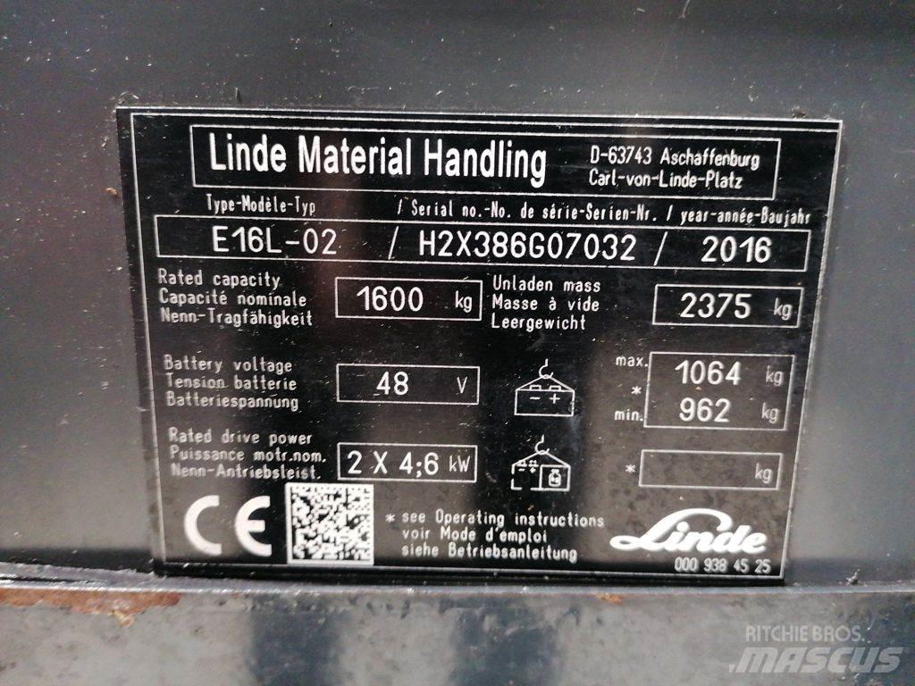 Linde E16L-02 شاحنات ذات رافعات شوكية تعمل بالكهرباء