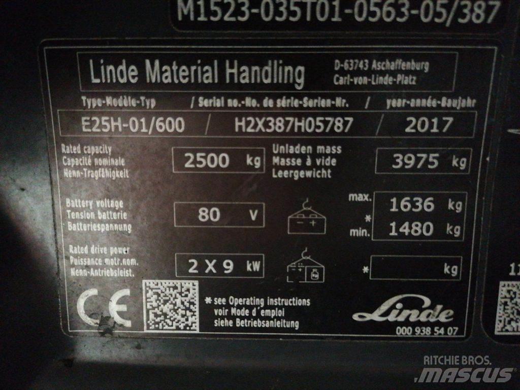 Linde E25H-01/600 شاحنات ذات رافعات شوكية تعمل بالكهرباء