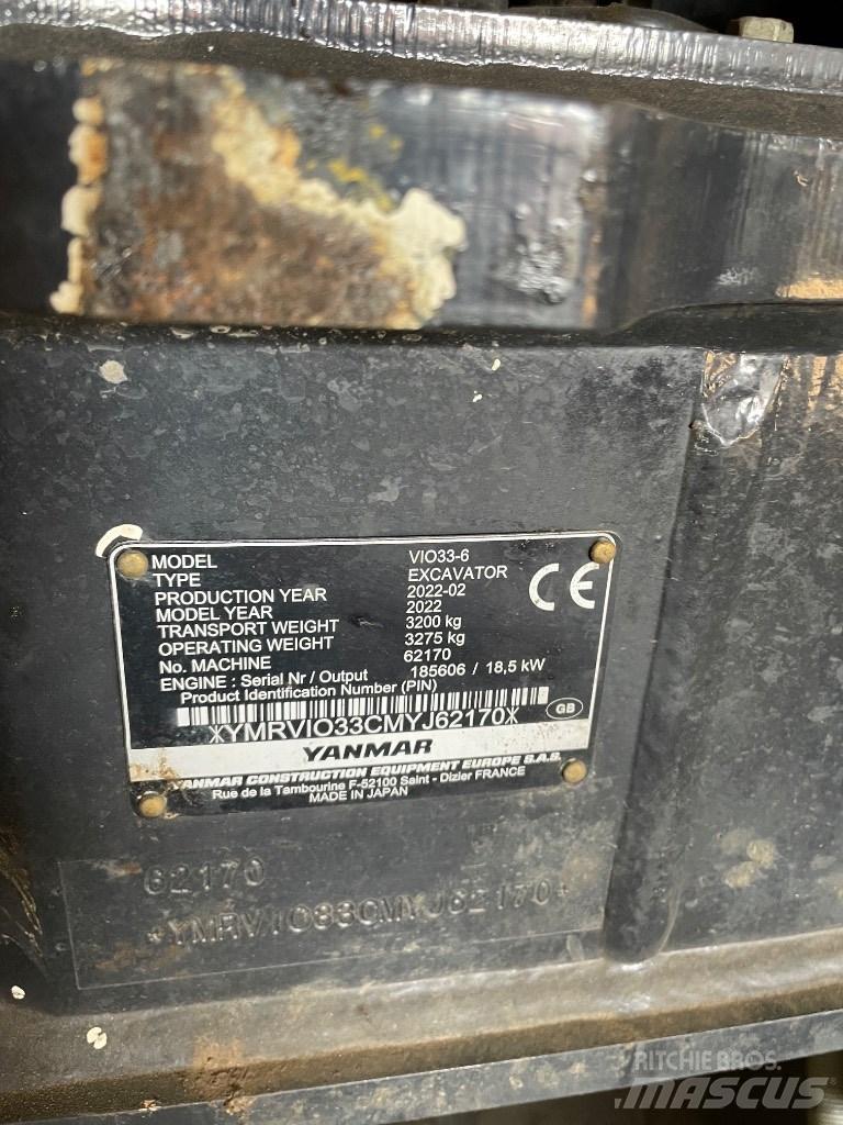 Yanmar Vio 33 حفارات صغيرة أقل من 7 طن (حفارات صغيرة)