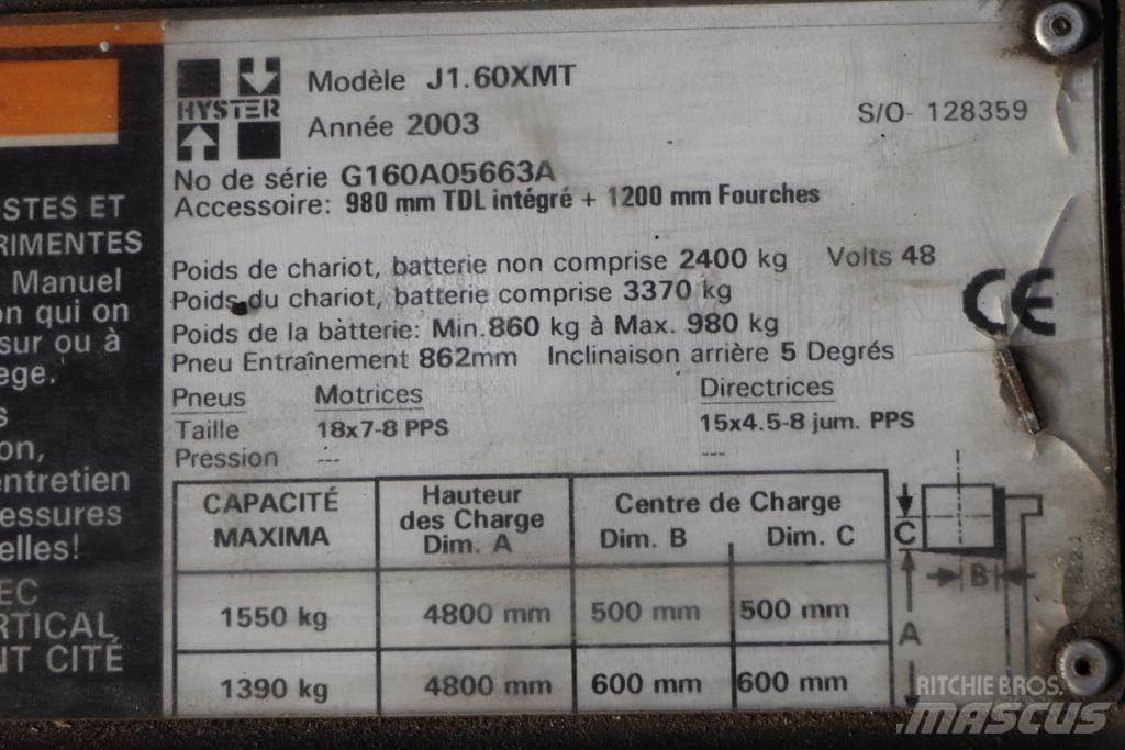 Hyster J1.60XMT شاحنات ذات رافعات شوكية تعمل بالكهرباء
