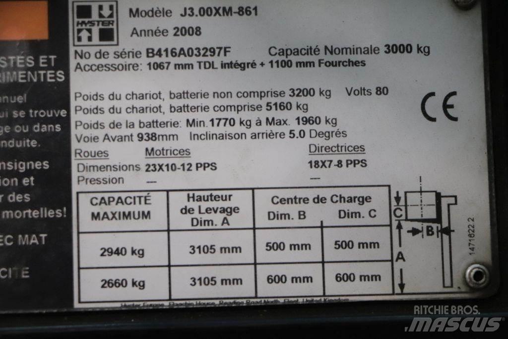 Hyster J3.00XM شاحنات ذات رافعات شوكية تعمل بالكهرباء