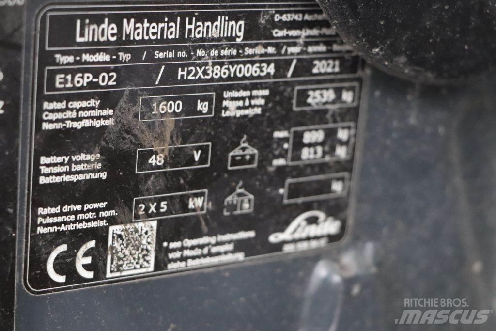Linde E16P-02 شاحنات ذات رافعات شوكية تعمل بالكهرباء