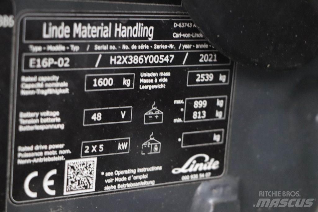 Linde E16P-02 شاحنات ذات رافعات شوكية تعمل بالكهرباء