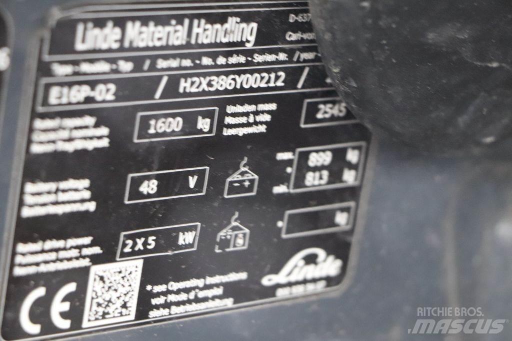 Linde E16P-02 شاحنات ذات رافعات شوكية تعمل بالكهرباء