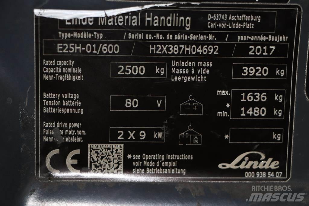 Linde E25H-01/600 شاحنات ذات رافعات شوكية تعمل بالكهرباء