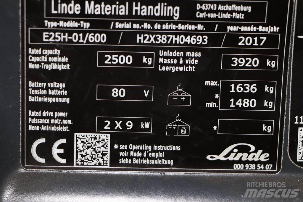 Linde E25H-01/600 شاحنات ذات رافعات شوكية تعمل بالكهرباء