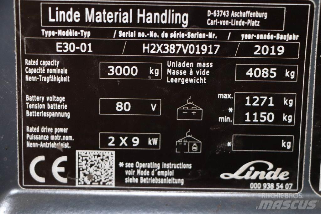 Linde E30-01 شاحنات ذات رافعات شوكية تعمل بالكهرباء