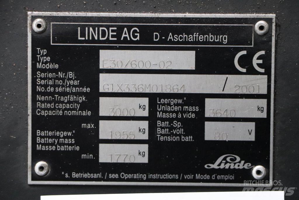 Linde E30/600-02 شاحنات ذات رافعات شوكية تعمل بالكهرباء