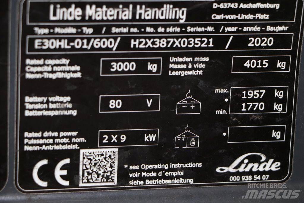 Linde E30HL-01/600 شاحنات ذات رافعات شوكية تعمل بالكهرباء