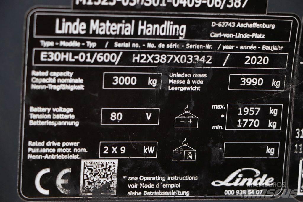 Linde E30HL-01/600 شاحنات ذات رافعات شوكية تعمل بالكهرباء