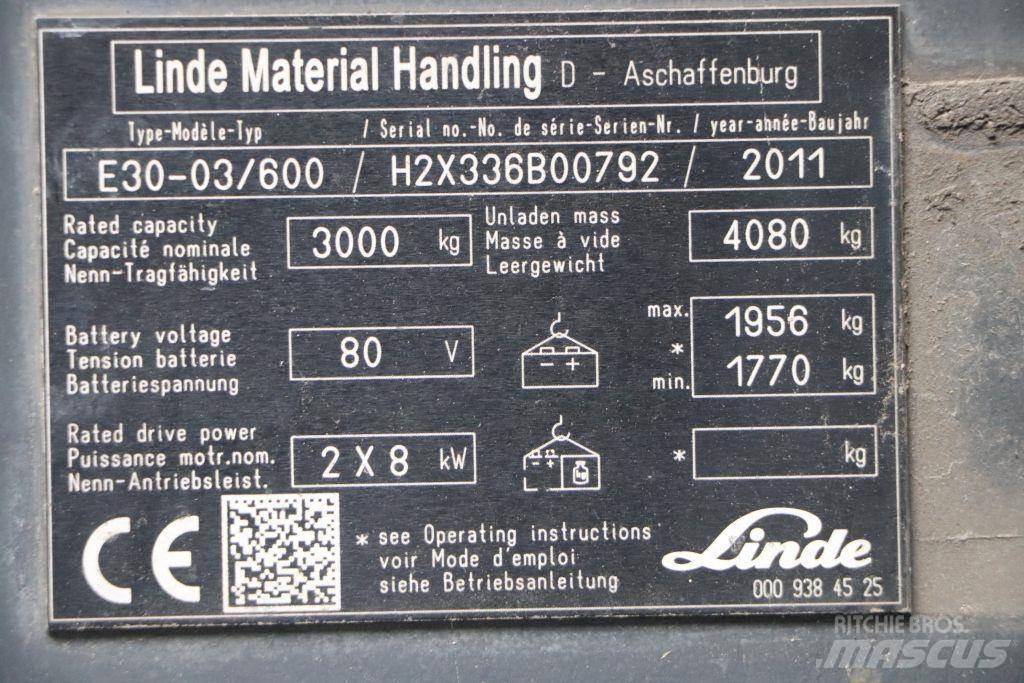Linde E30S-03/600 شاحنات ذات رافعات شوكية تعمل بالكهرباء