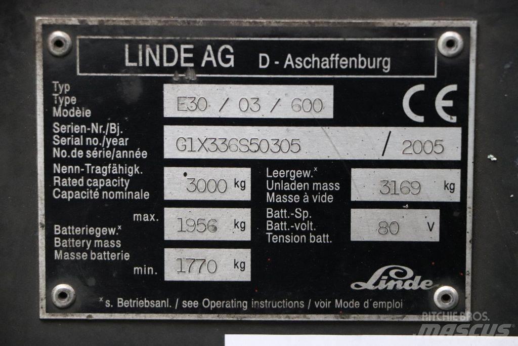 Linde E30S-03/600 شاحنات ذات رافعات شوكية تعمل بالكهرباء