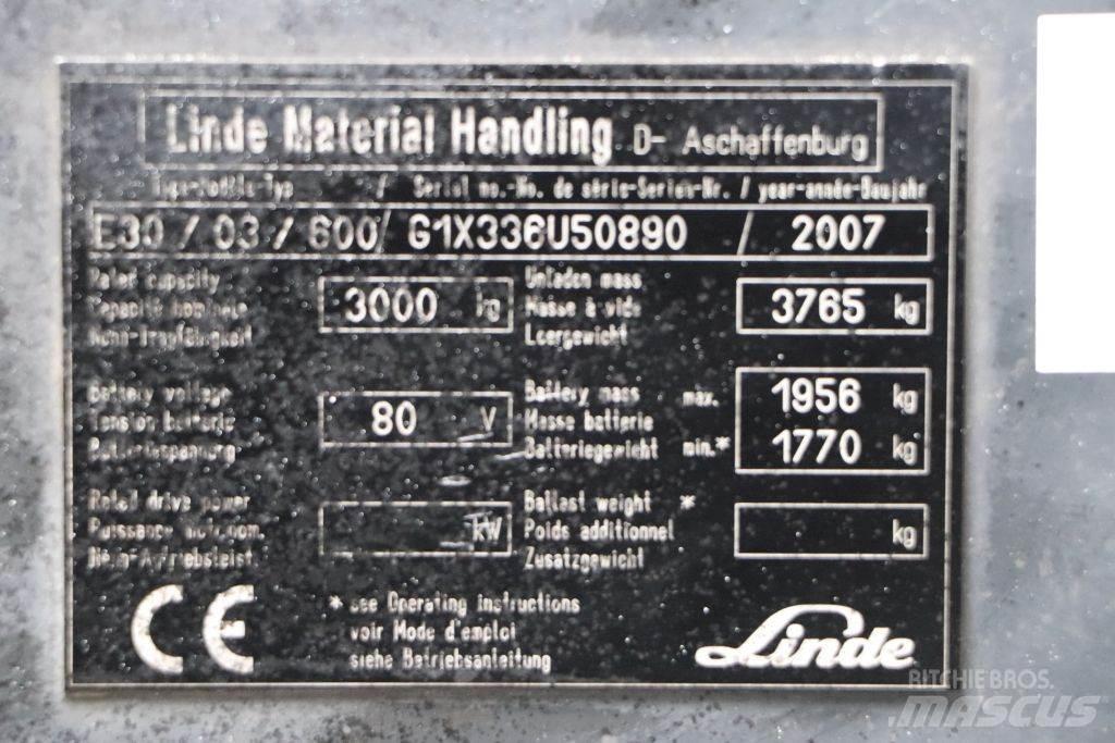 Linde E30S-03/600 شاحنات ذات رافعات شوكية تعمل بالكهرباء