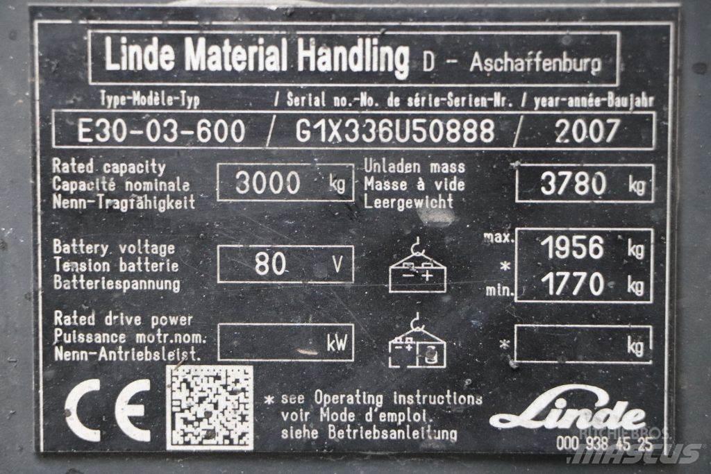 Linde E30S-03/600 شاحنات ذات رافعات شوكية تعمل بالكهرباء