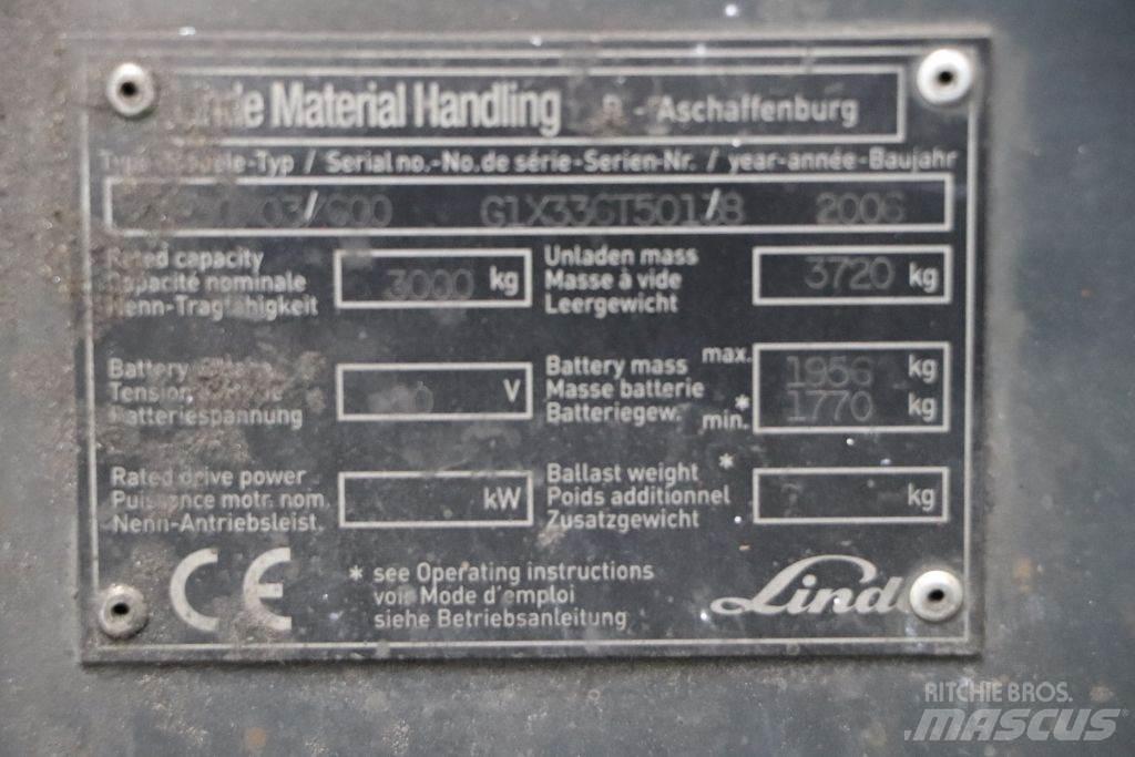 Linde E30S-03/600 شاحنات ذات رافعات شوكية تعمل بالكهرباء