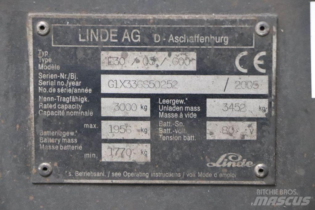 Linde E30S-03/600 شاحنات ذات رافعات شوكية تعمل بالكهرباء