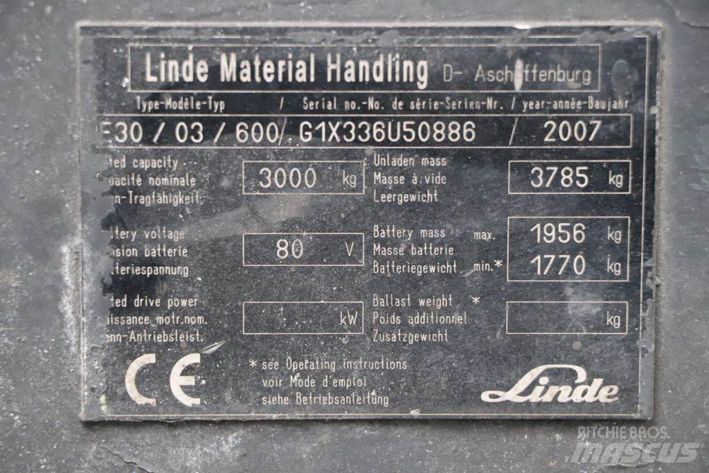 Linde E30S-03/600 شاحنات ذات رافعات شوكية تعمل بالكهرباء