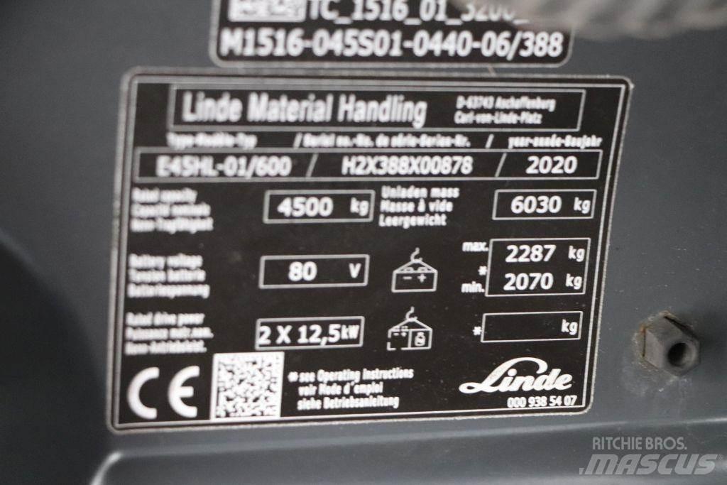 Linde E45HL-01/600 شاحنات ذات رافعات شوكية تعمل بالكهرباء