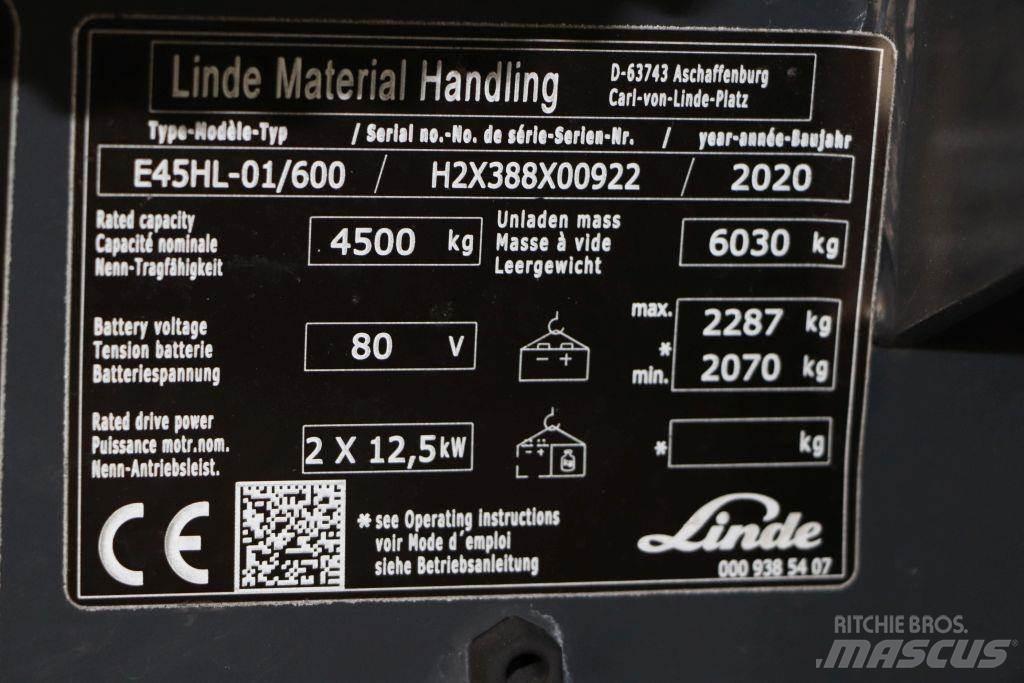 Linde E45HL-01/600 شاحنات ذات رافعات شوكية تعمل بالكهرباء