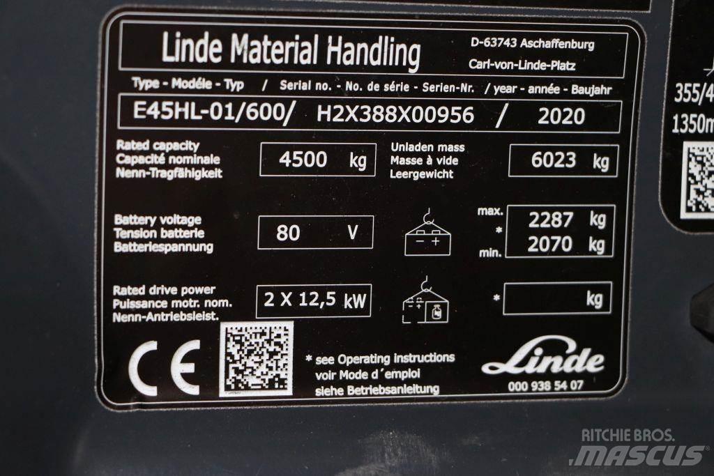 Linde E45HL-01/600 شاحنات ذات رافعات شوكية تعمل بالكهرباء