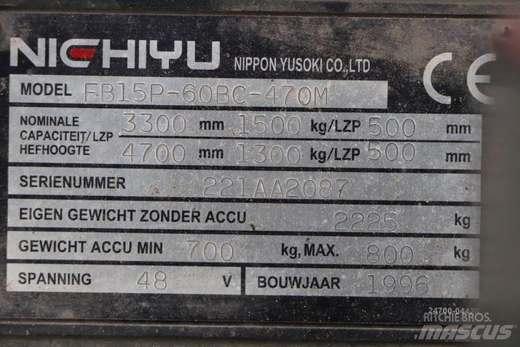 Nichiyu FB15P-60BC شاحنات ذات رافعات شوكية تعمل بالكهرباء