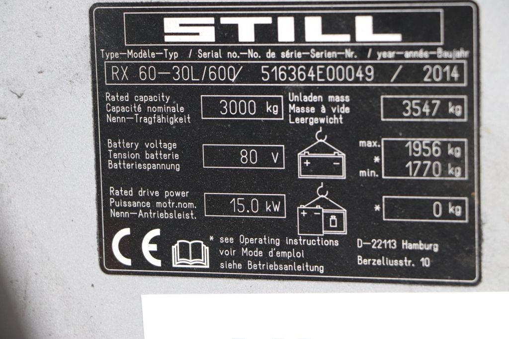 Still RX60-30L/600 شاحنات ذات رافعات شوكية تعمل بالكهرباء