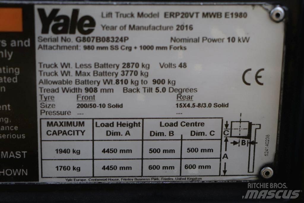 Yale ERP20VT شاحنات ذات رافعات شوكية تعمل بالكهرباء