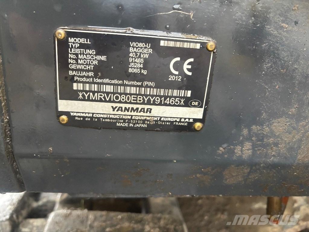 Yanmar Vio 80 U حفارات وسط 7 طن - 12 طن