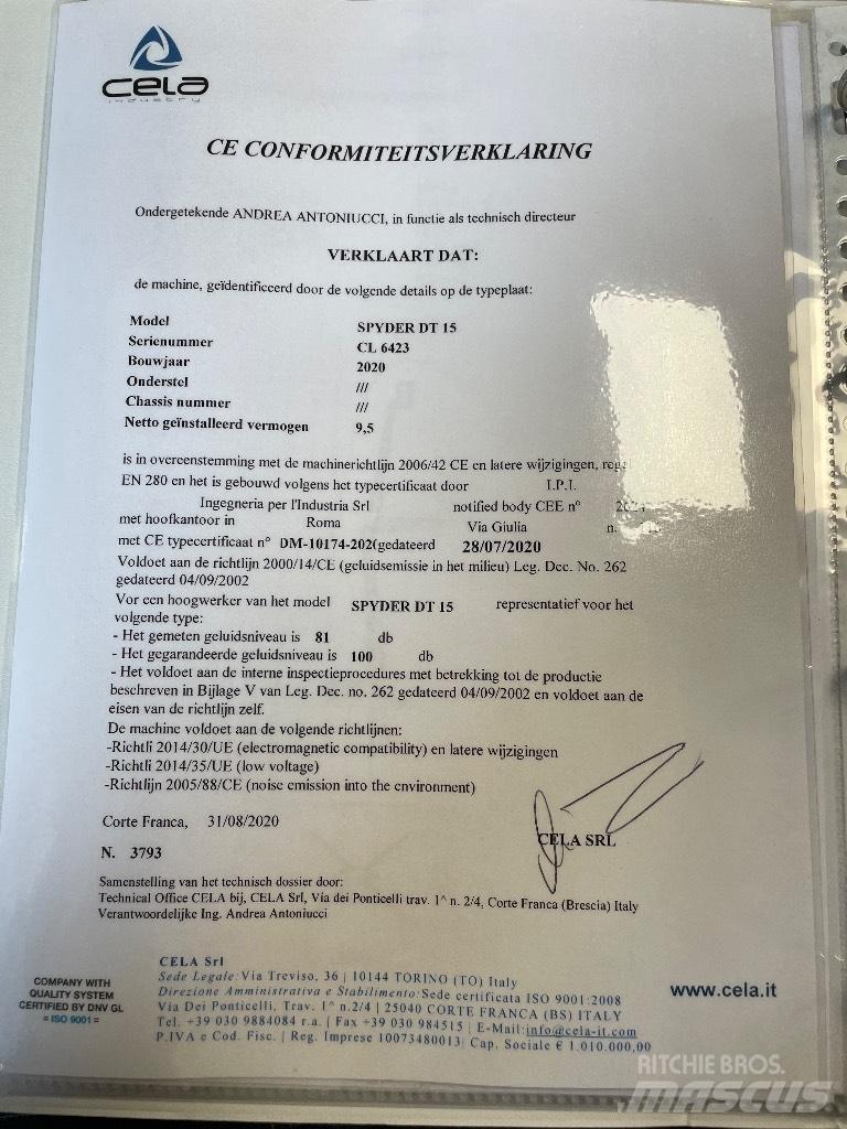 Cela DT 15 SOLD رافعات سلة مفصلية