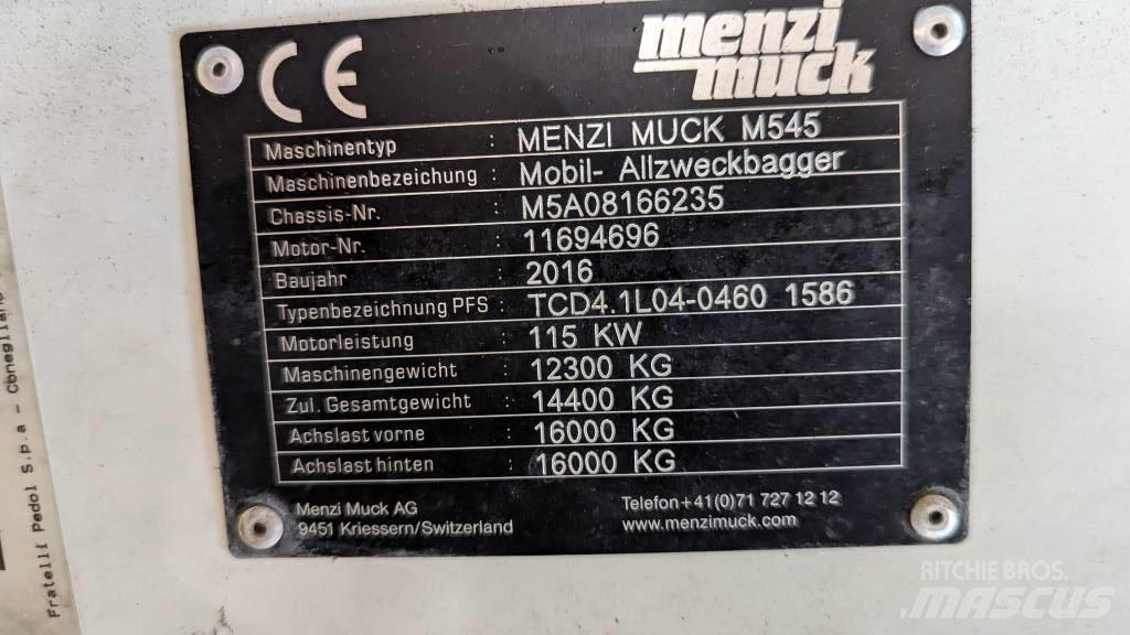 Menzi Muck M545 حفارات بعجل