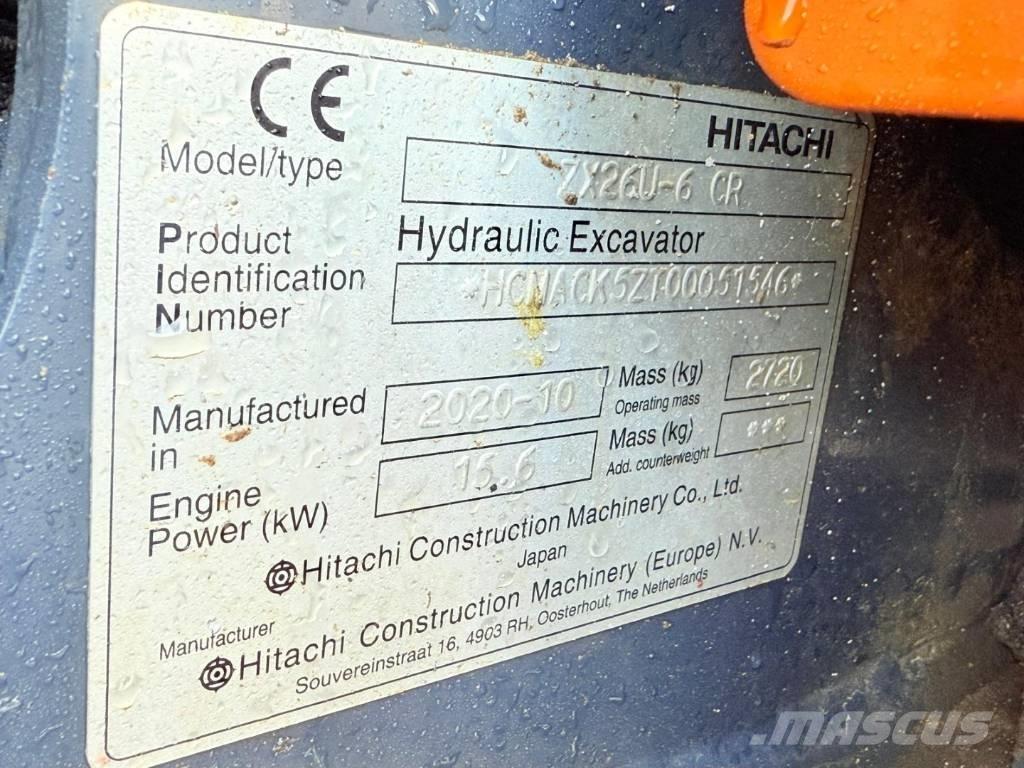 Hitachi ZX 26 U-6 CR حفارات صغيرة أقل من 7 طن (حفارات صغيرة)