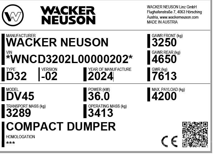 Wacker Neuson DV45 عربات نقل قلابة للمواقع
