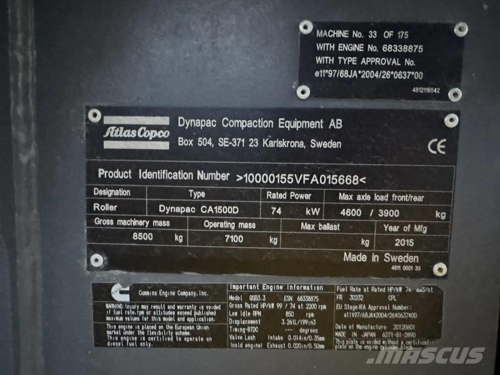 Dynapack CA1500D مداحل أحادية الأسطوانة