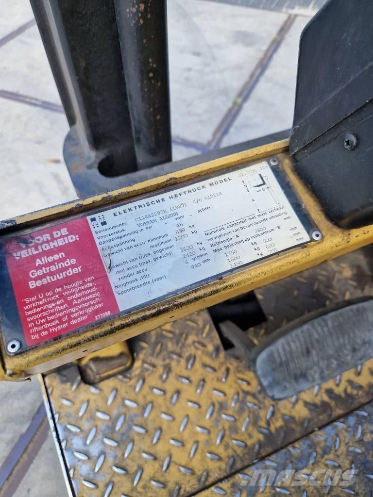 Hyster J 1.75xl شاحنات ذات رافعات شوكية تعمل بالكهرباء