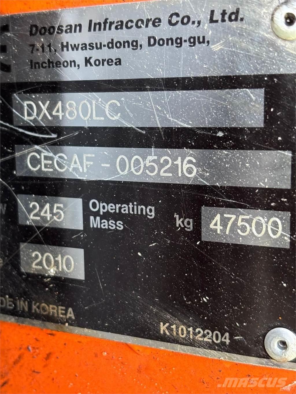Doosan DX480LC حفارات زحافة