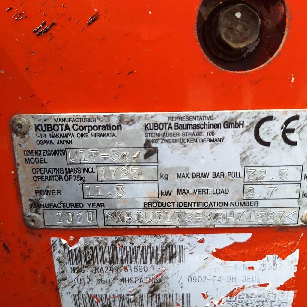 Kubota U 17-3 حفارات صغيرة أقل من 7 طن (حفارات صغيرة)