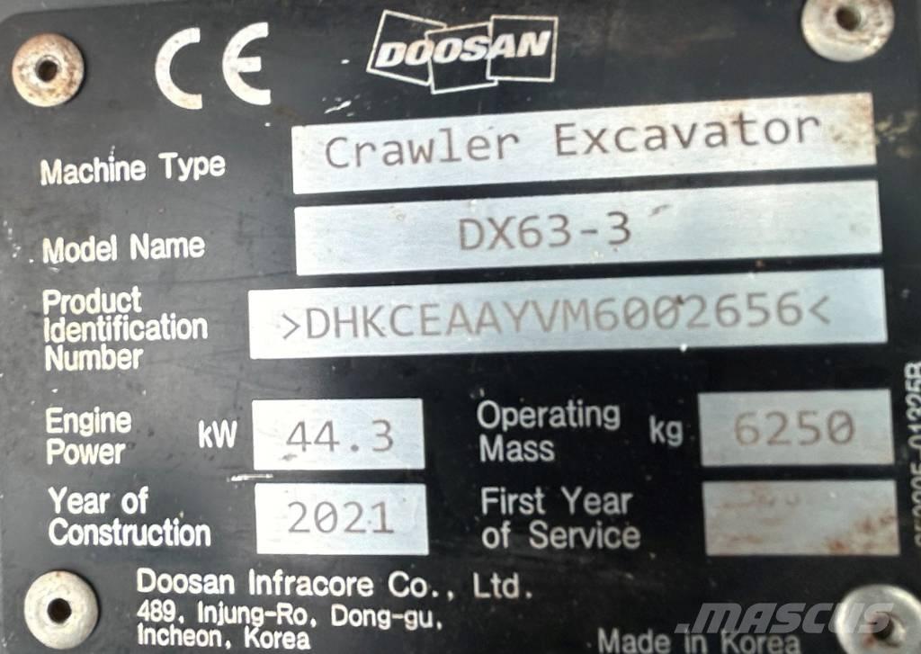 Doosan DX63-3 حفارات زحافة
