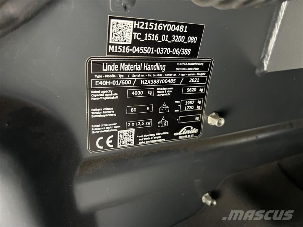 Linde E 40H-01 / 600 شاحنات ذات رافعات شوكية تعمل بالكهرباء
