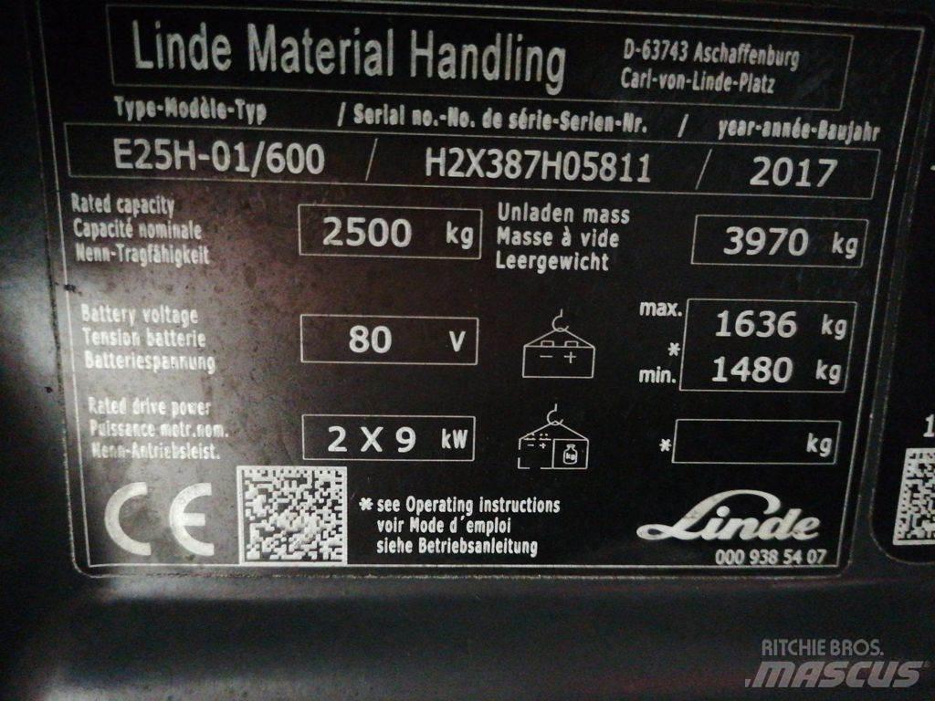 Linde E25H-01/600 شاحنات ذات رافعات شوكية تعمل بالكهرباء