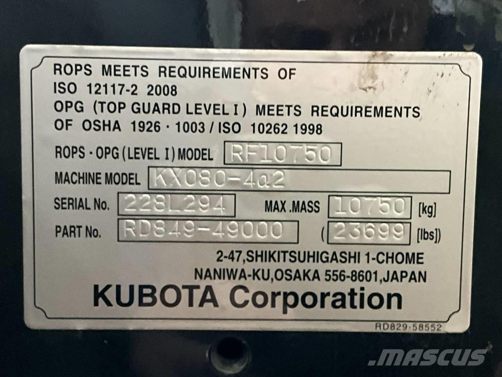 Kubota KX 080-4 A 2 كابينة والداخلية