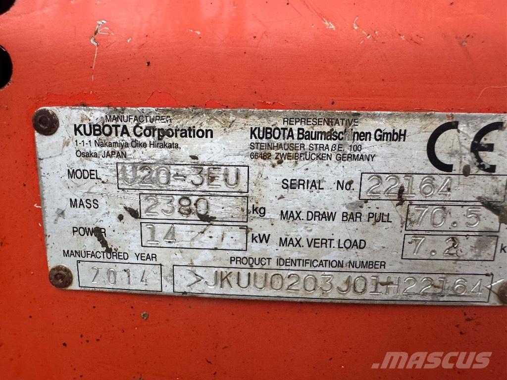 Kubota U 20-3 حفارات صغيرة أقل من 7 طن (حفارات صغيرة)