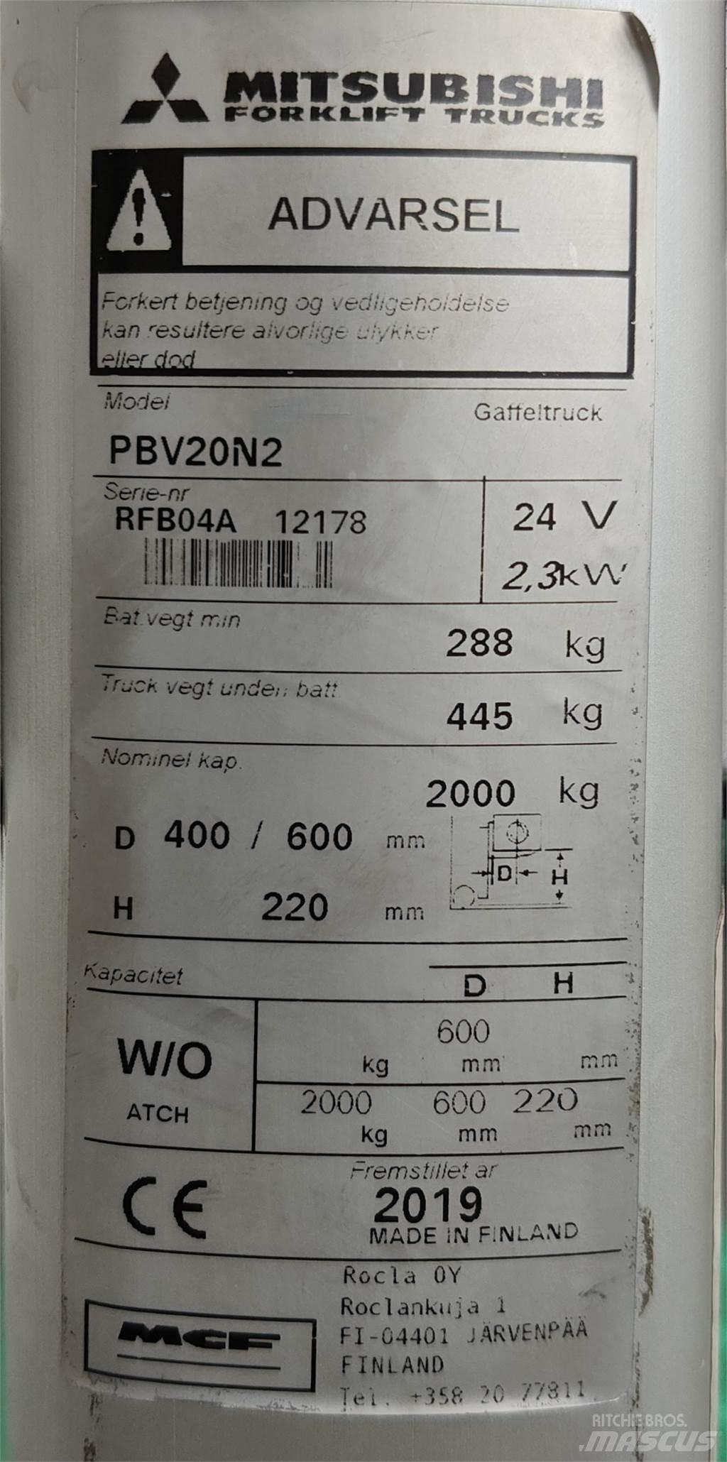 Mitsubishi PBV20N2 شاحنات ذات رافعات شوكية - أخرى
