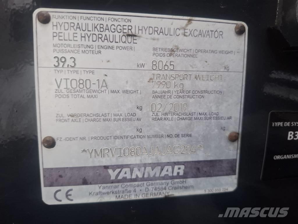 Yanmar Vio 80-1A حفارات وسط 7 طن - 12 طن