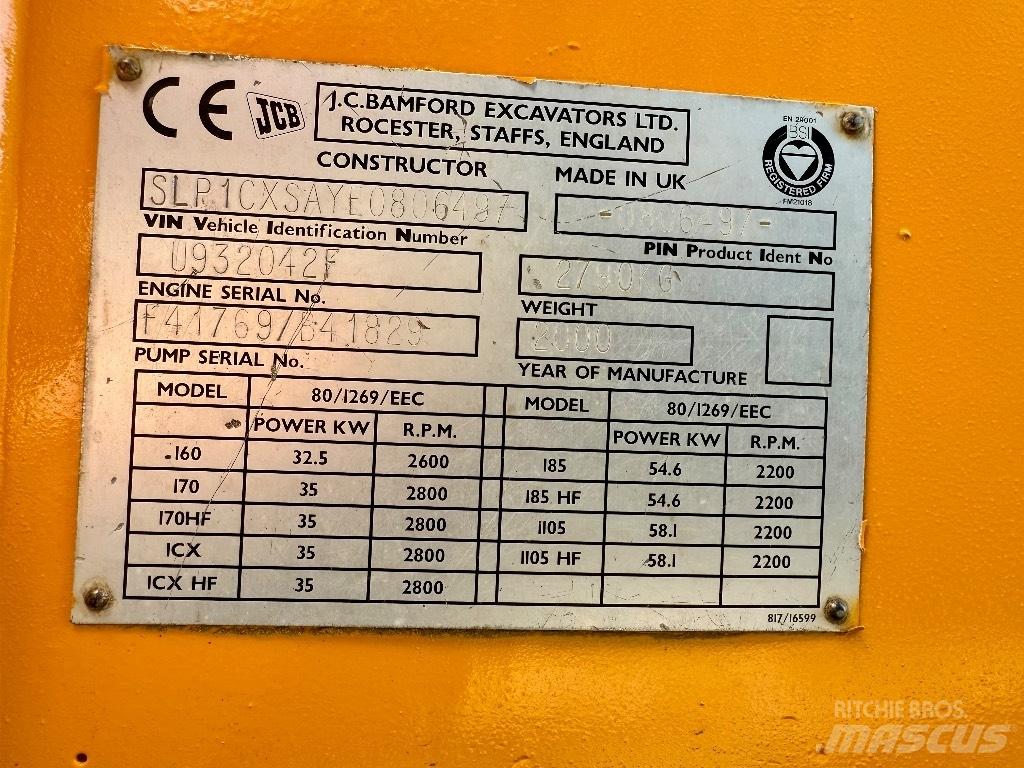 JCB 1 CX لوادر ذات جرافات عكسية