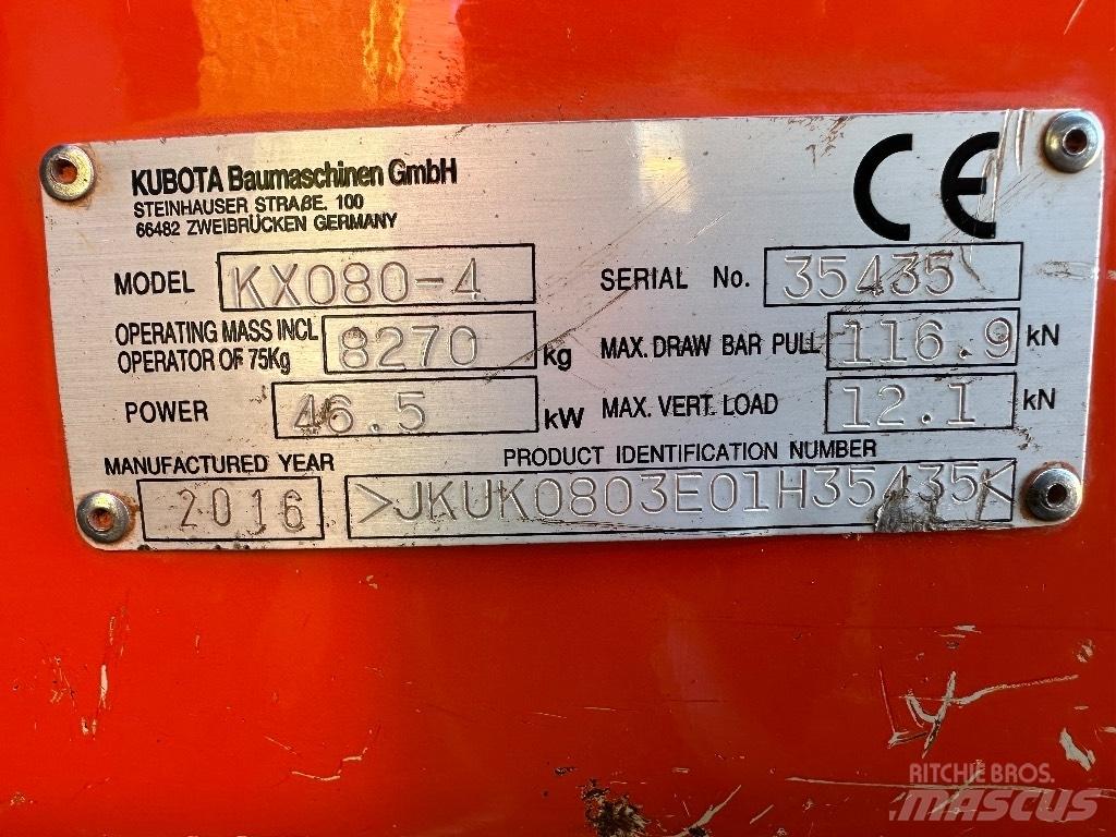 Kubota KX 080-4 حفارات صغيرة أقل من 7 طن (حفارات صغيرة)