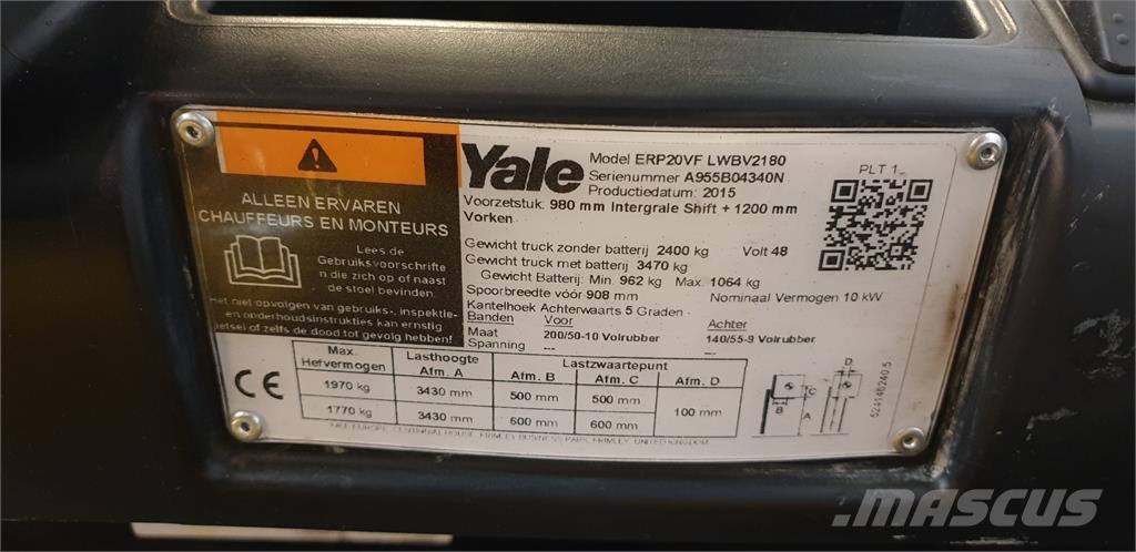 Yale ERP20VF 2014 شاحنات ذات رافعات شوكية تعمل بالكهرباء